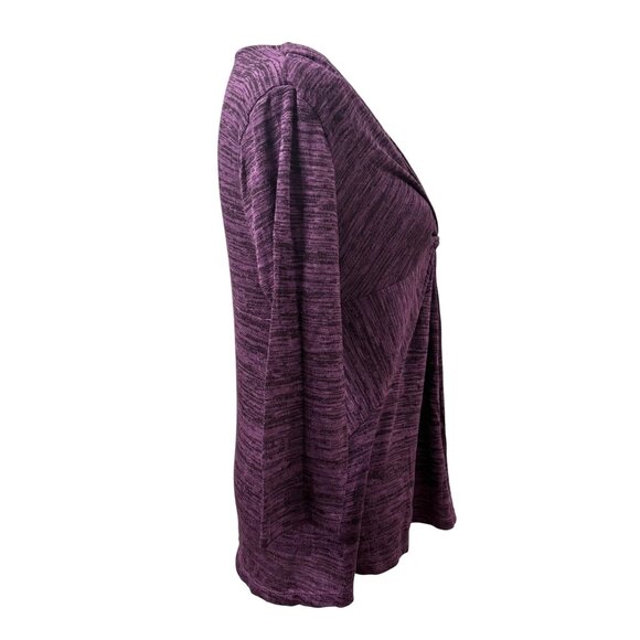 Daisy Fuentes Womens Purple V-Neck Long Sleeve Top W/ Twist Front Detail -Size L - Picture 4 of 12